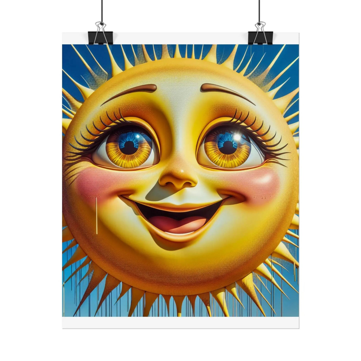 Happy Sun Rolled Poster - Bright Yellow Smiling Sun with Colorful Eyes Wall Art for Kids Room Decor, Cheerful Nursery Print - Toddcraft