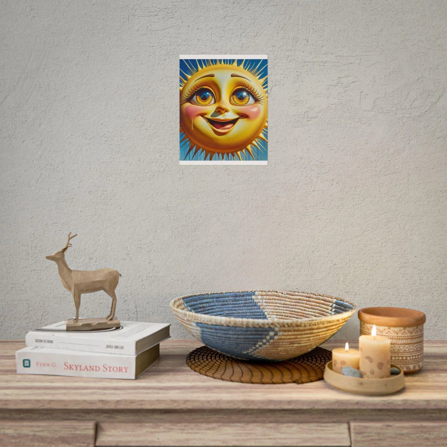 Happy Sun Rolled Poster - Bright Yellow Smiling Sun with Colorful Eyes Wall Art for Kids Room Decor, Cheerful Nursery Print - Toddcraft