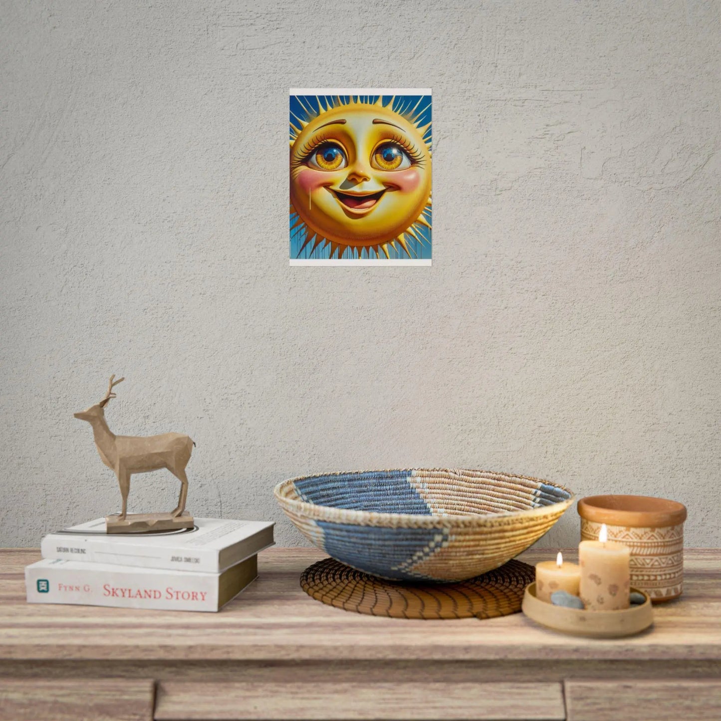 Happy Sun Rolled Poster - Bright Yellow Smiling Sun with Colorful Eyes Wall Art for Kids Room Decor, Cheerful Nursery Print - Toddcraft