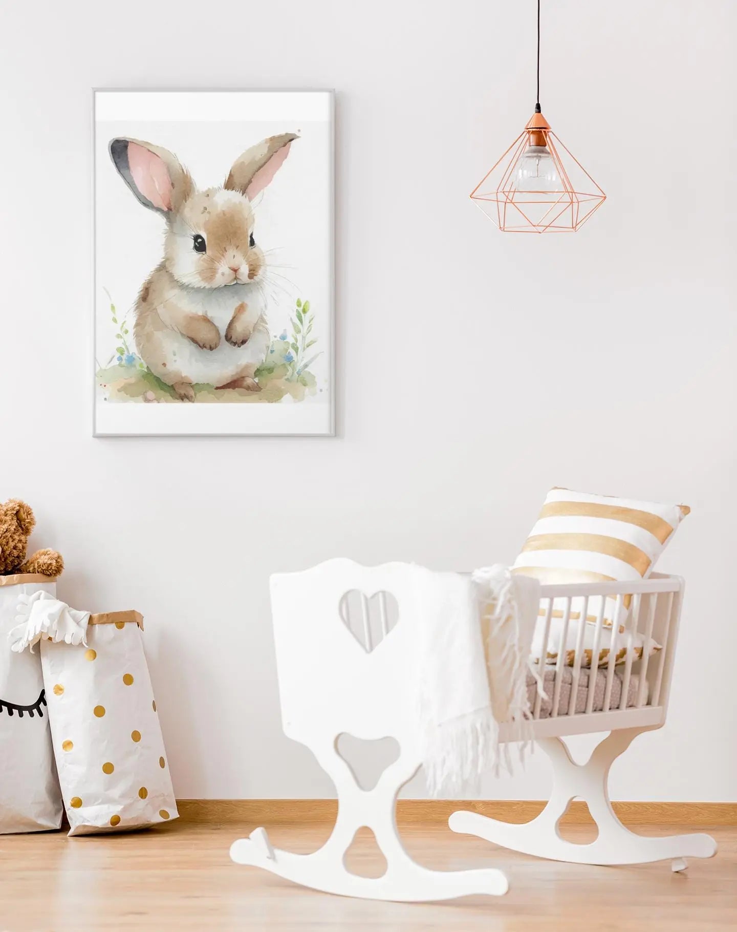 Vintage Easter Bunny Print, Muted Spring Rabbit Painting Printable Wall Art, Animal Cottagecore Decor Matte Canvas Framed - Toddcraft