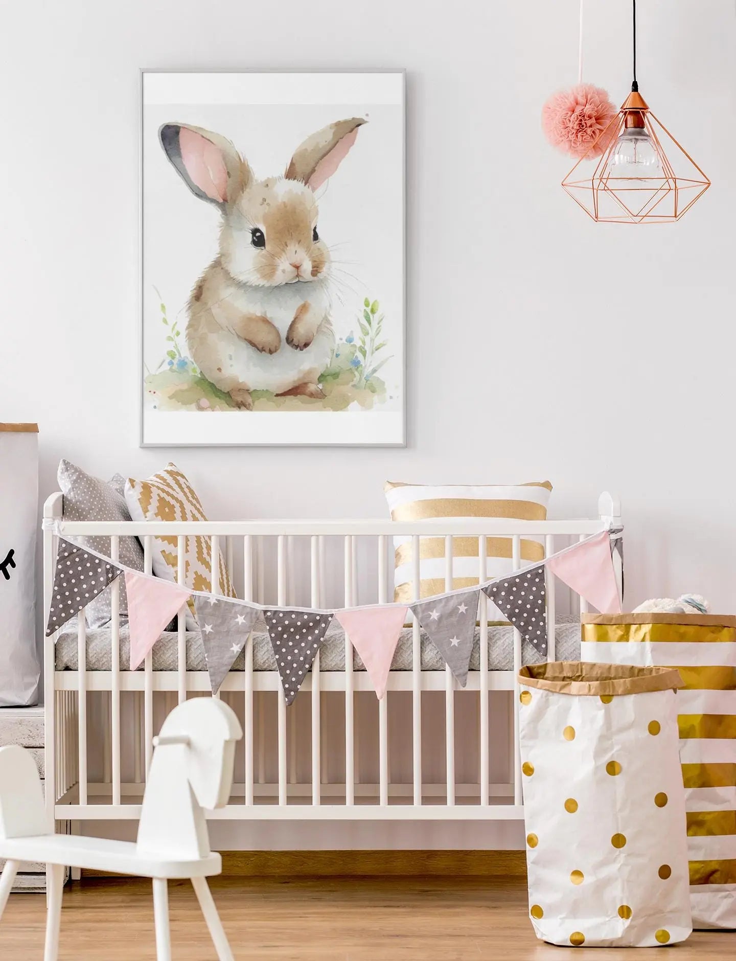Vintage Easter Bunny Print, Muted Spring Rabbit Painting Printable Wall Art, Animal Cottagecore Decor Matte Canvas Framed - Toddcraft