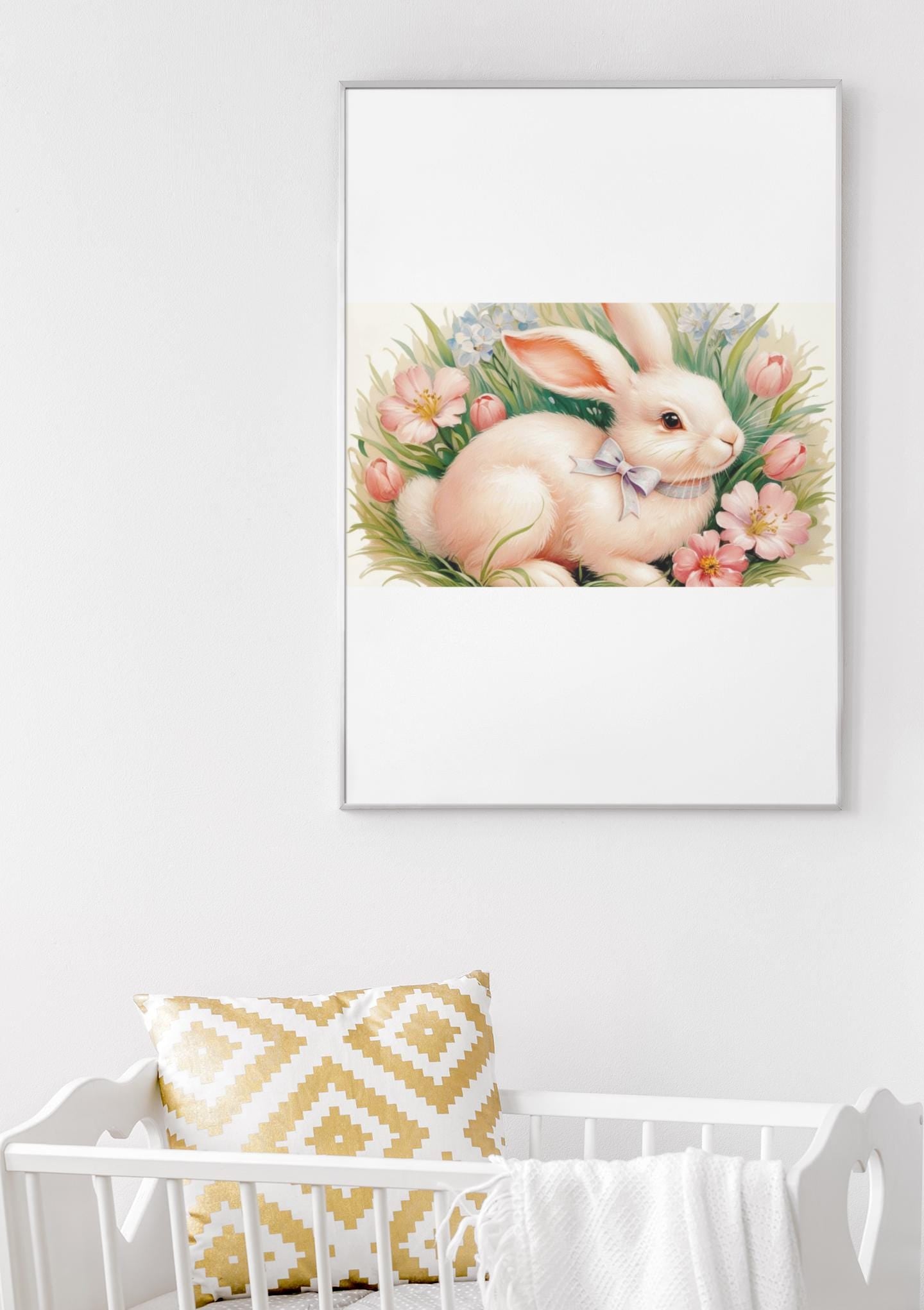 Floral Bunny Easter T-Shirt: Spring Short Sleeve Top with Cute Rabbit Design for Women - Toddcraft