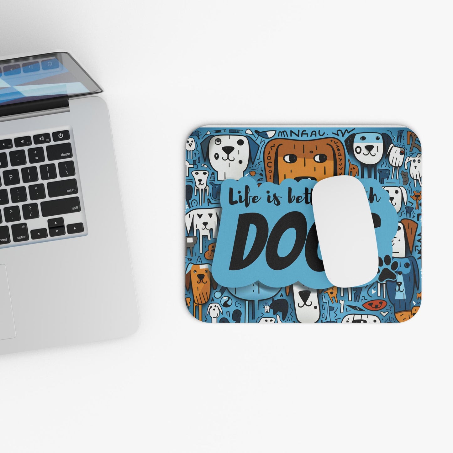 Dog Lover Mouse Pad Rectangle "Life Is Better With Dogs" Gift for Pet & Animal Lovers, Non-Slip Desk Accessory, Cute Dog Mom or Dad gift - Toddcraft
