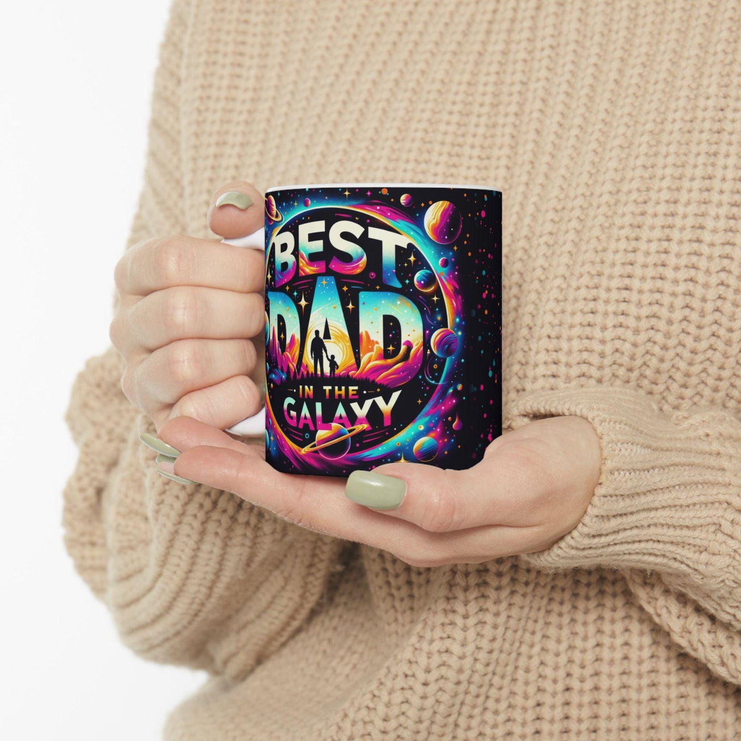 Best Dad In The Galaxy Mug - 11oz 15oz Ceramic Fathers Day Gift from Kids, Step Children & Mom, Unique Dad Coffee Cup - Toddcraft