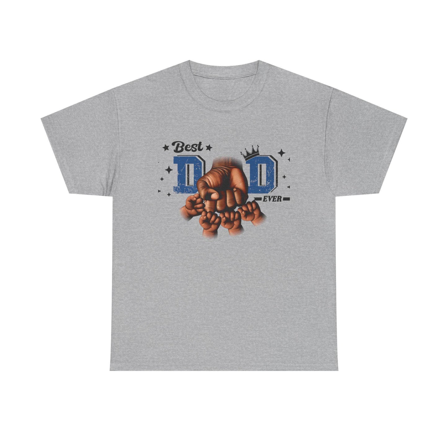 Best Dad Ever Fist Bump Tee Unisex Heavy Cotton Shirt with Dad and Four Kids Graphic, Perfect Fathers Day Gift from Mothers, Daughters - Toddcraft