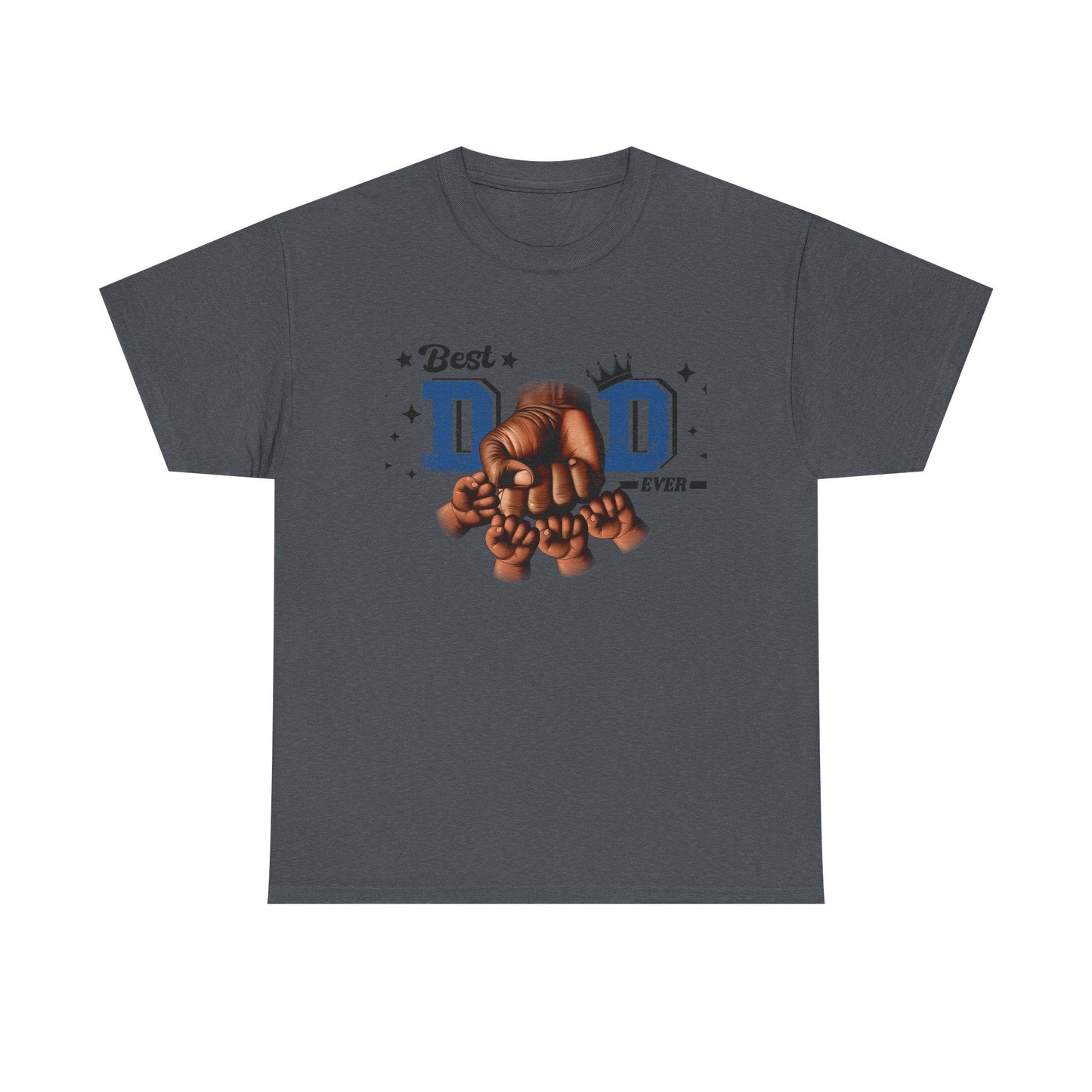 Best Dad Ever Fist Bump Tee Unisex Heavy Cotton Shirt with Dad and Four Kids Graphic, Perfect Fathers Day Gift from Mothers, Daughters - Toddcraft