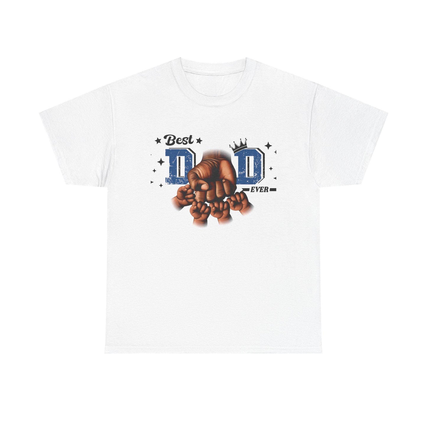 Best Dad Ever Fist Bump Tee Unisex Heavy Cotton Shirt with Dad and Four Kids Graphic, Perfect Fathers Day Gift from Mothers, Daughters - Toddcraft