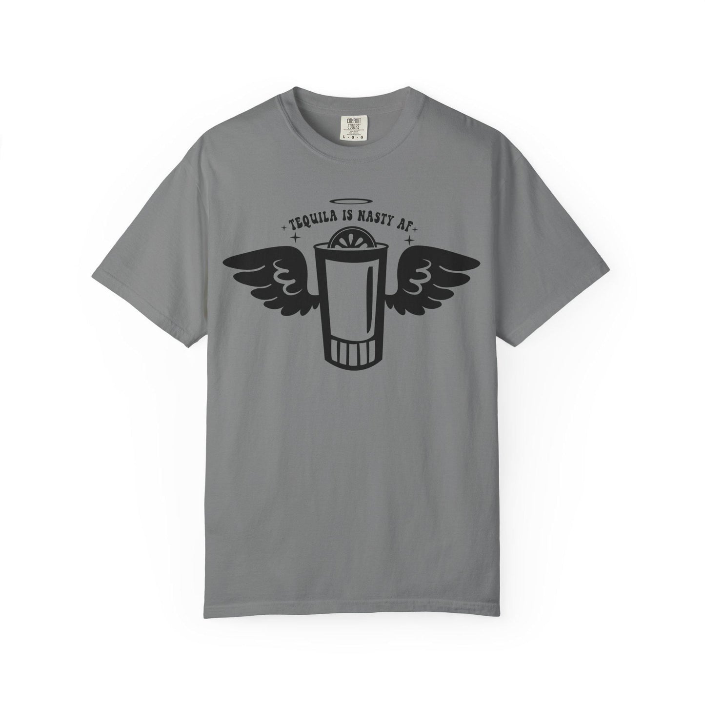 Tequila Lover Unisex Garment-Dyed T-Shirt Funny Drinking Buddy Gift with Lime & Wings Glass Design - Toddcraft