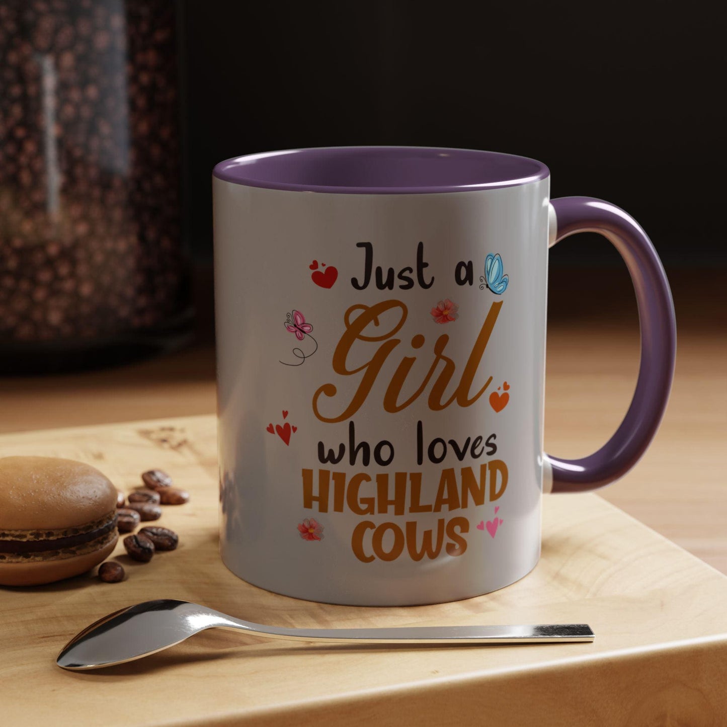 Highland Cow Coffee Mug for Women, Just a Girl Who Loves Highland Cows, Accent 11oz & 15oz Tea Cup Gift - Toddcraft