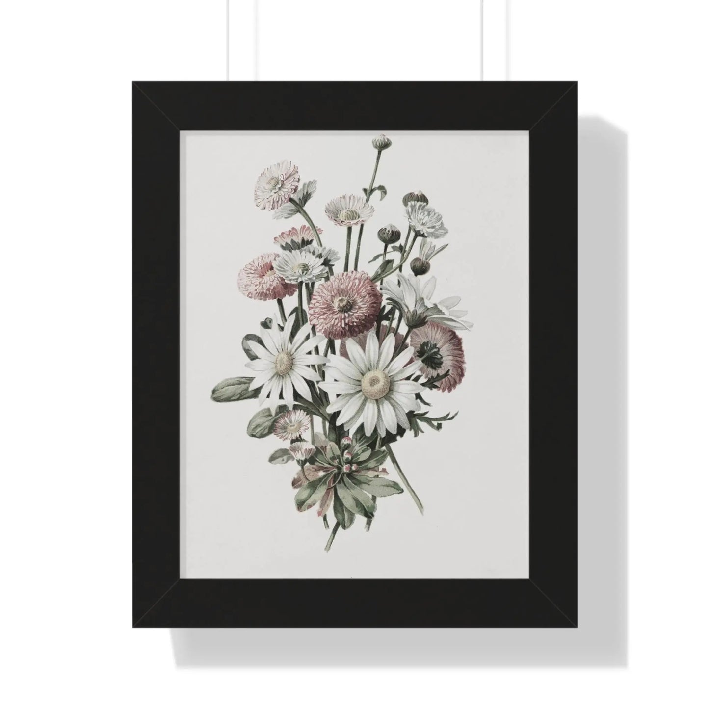 Daisy Bouquet Wall Art Framed Vertical Poster - Botanical Flower Print for Nature-Inspired Home Decor - Toddcraft