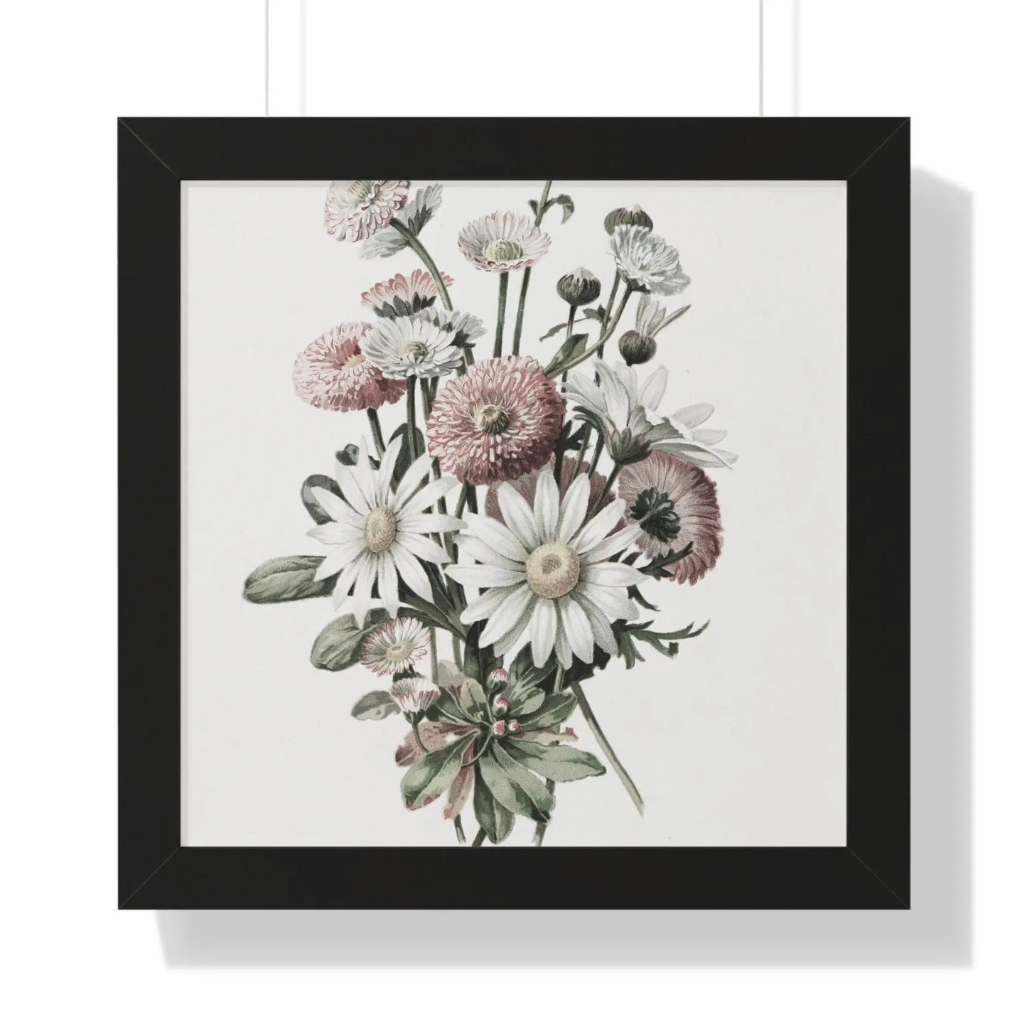 Daisy Bouquet Wall Art Framed Vertical Poster - Botanical Flower Print for Nature-Inspired Home Decor - Toddcraft