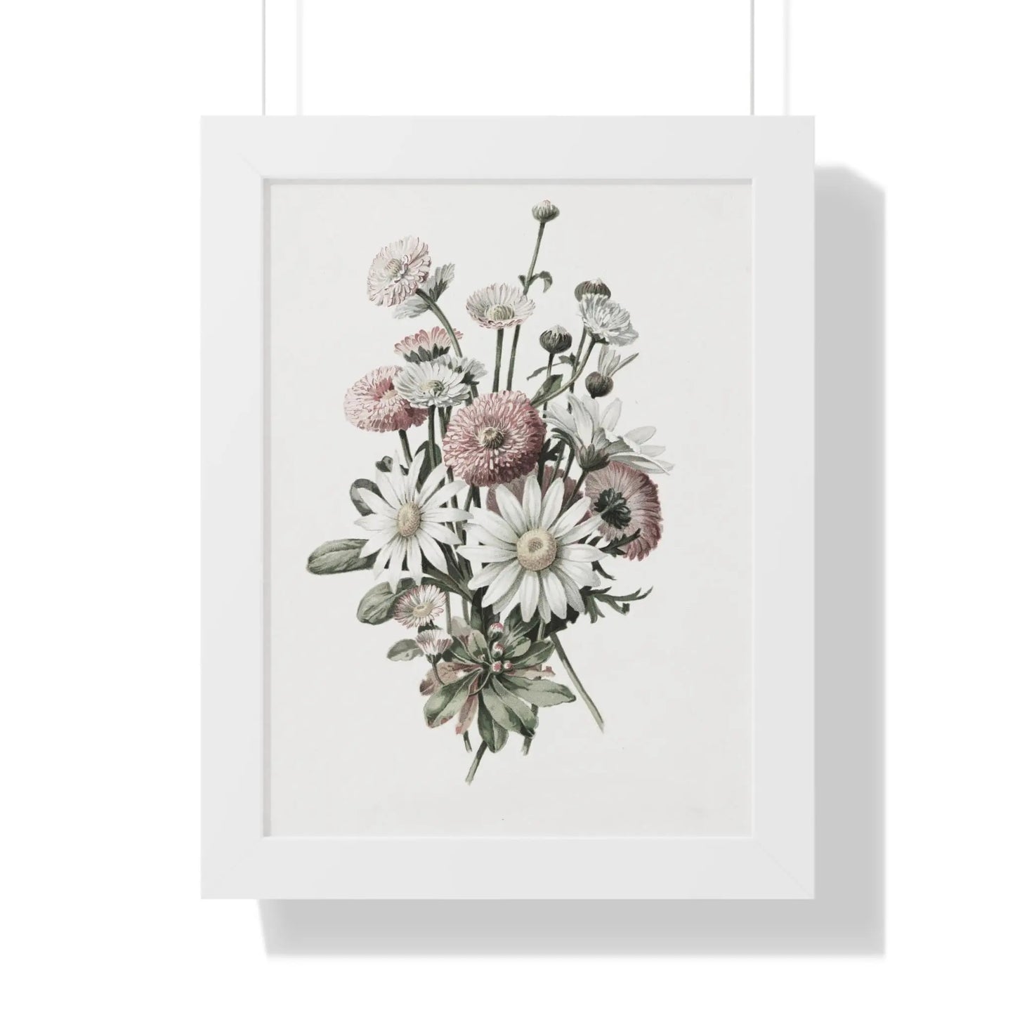 Daisy Bouquet Wall Art Framed Vertical Poster - Botanical Flower Print for Nature-Inspired Home Decor - Toddcraft