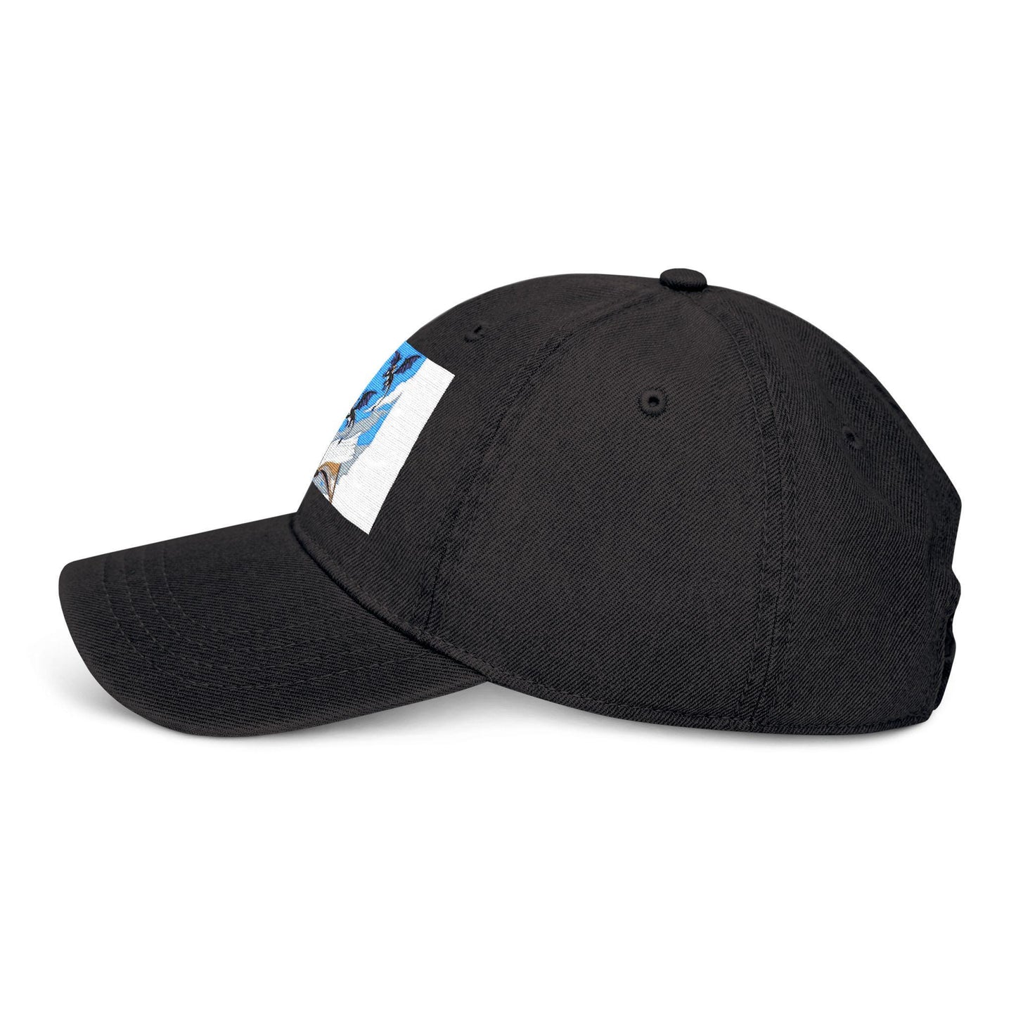 Denim Hat with Embroidered Flying Bats Open Book Design Symbol of Rebirth Death, Gothic Vintage Style Cap - Toddcraft
