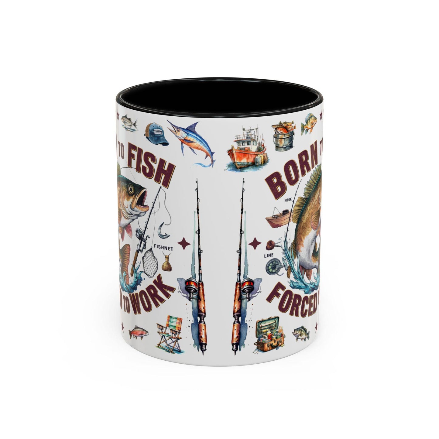 Born to Fish Forced to Work Coffee Mug Fishing Lover Accent Mug, 11oz & 15oz Gift for Anglers - Toddcraft