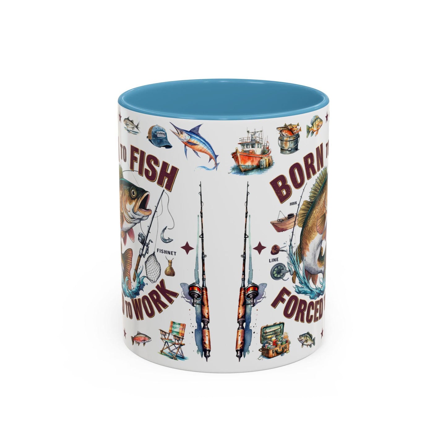 Born to Fish Forced to Work Coffee Mug Fishing Lover Accent Mug, 11oz & 15oz Gift for Anglers - Toddcraft