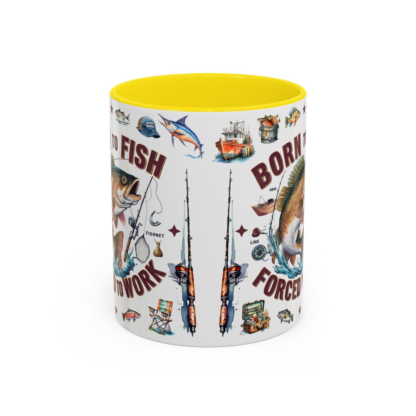 Born to Fish Forced to Work Coffee Mug Fishing Lover Accent Mug, 11oz & 15oz Gift for Anglers - Toddcraft