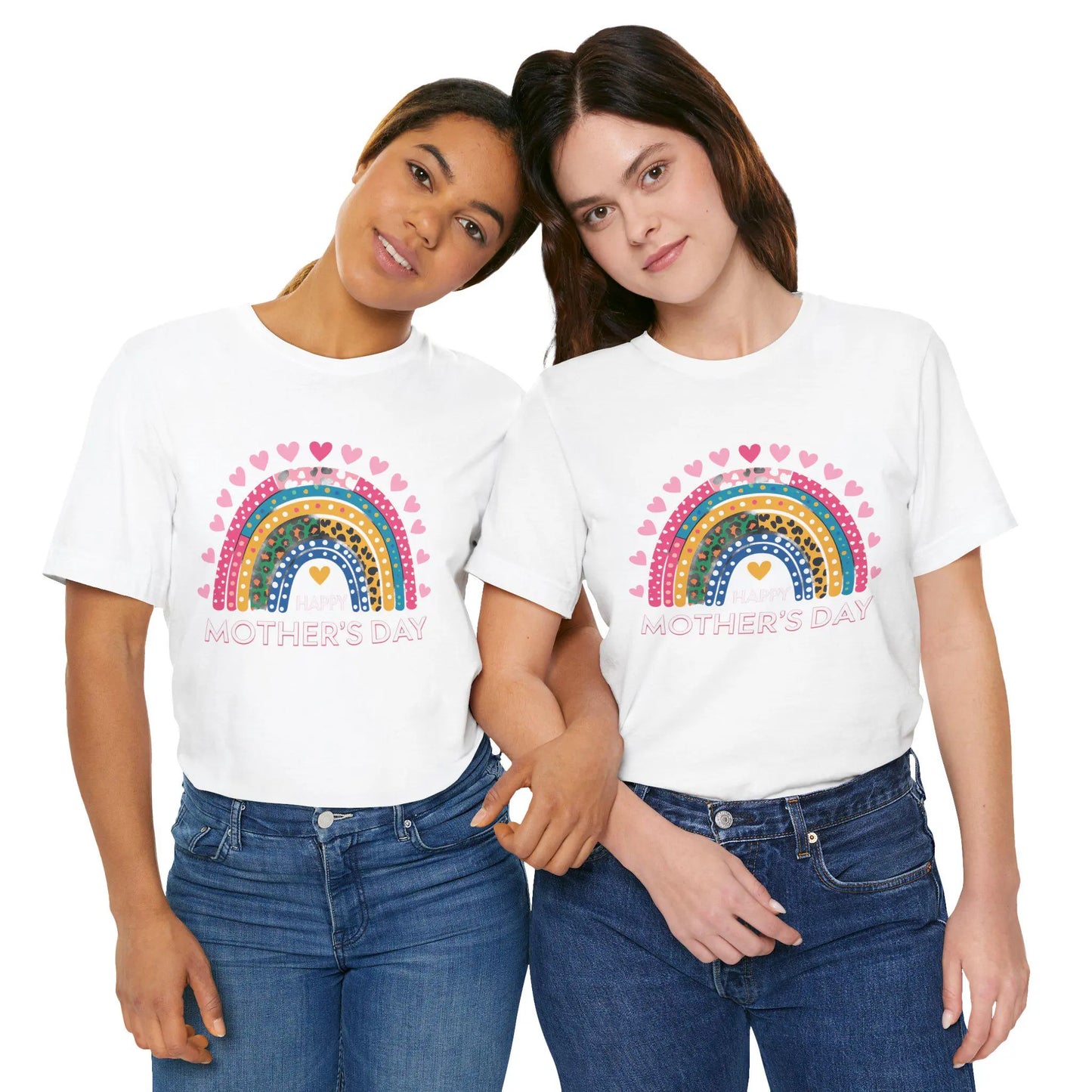 Colorful Heart-Printed Unisex Jersey Tee for Mother's Day - Family Gift from Stepdad, Father, Brother, Daughter - Toddcraft