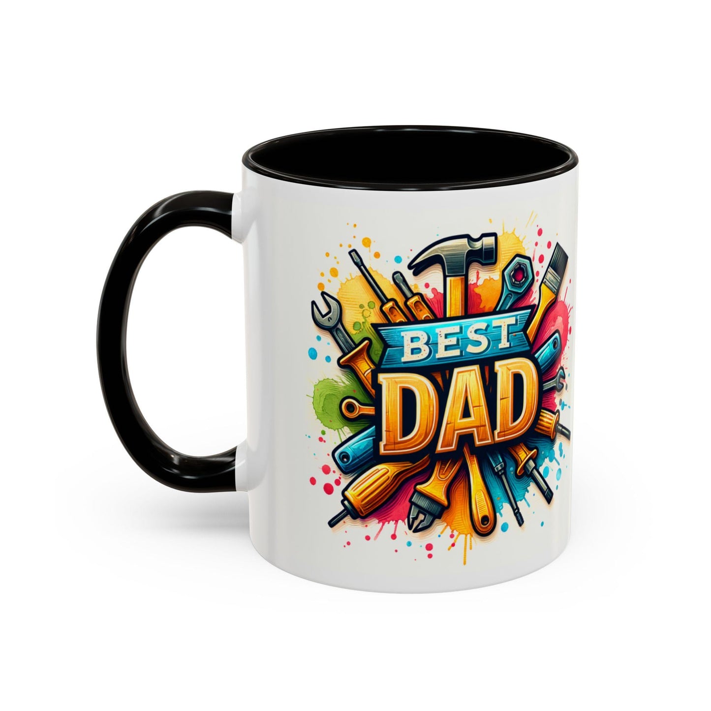 Best Dad Tool Time Mug Colorful Mechanical Fathers Gift 11oz 15oz Coffee Cup, Perfect Fathers Day Present from Kids & Mom - Toddcraft