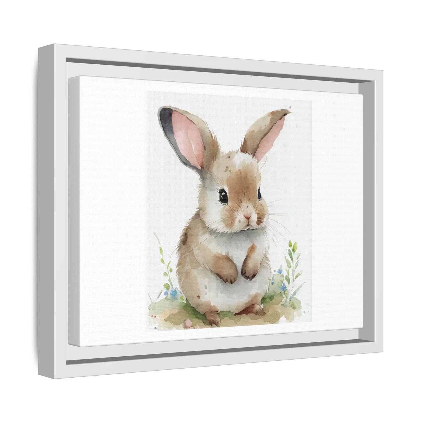 Vintage Easter Bunny Print, Muted Spring Rabbit Painting Printable Wall Art, Animal Cottagecore Decor Matte Canvas Framed - Toddcraft