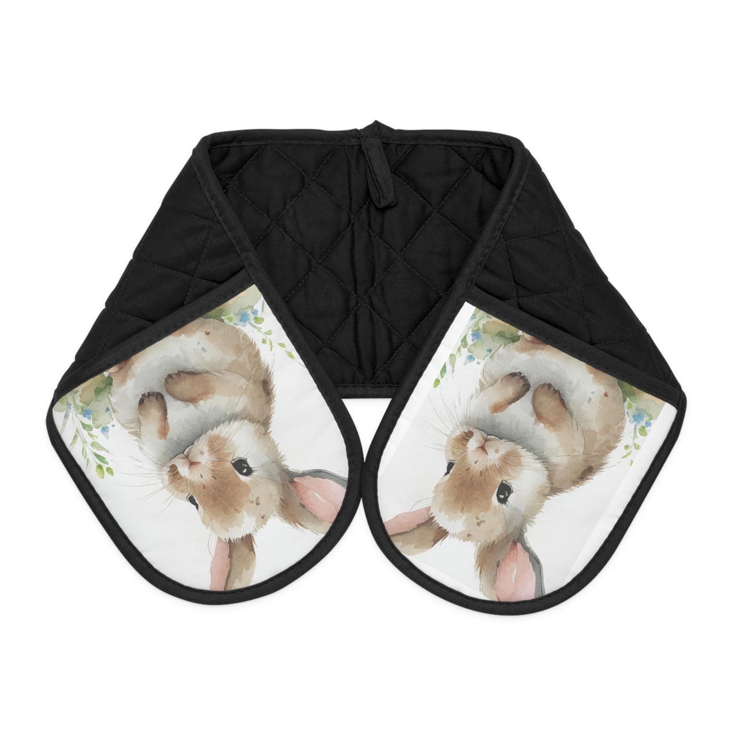 Easter Bunny Double Oven Mitt Cute Spring Kitchen Gift, Quilted Pot Holder, Bunny Baking Mitt for Easter Decor - Toddcraft