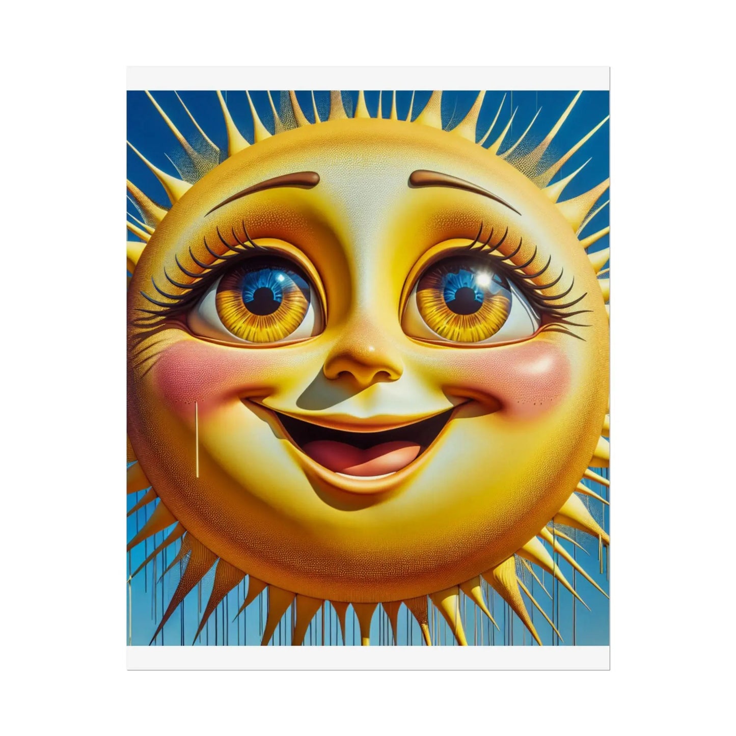 Happy Sun Rolled Poster - Bright Yellow Smiling Sun with Colorful Eyes Wall Art for Kids Room Decor, Cheerful Nursery Print - Toddcraft