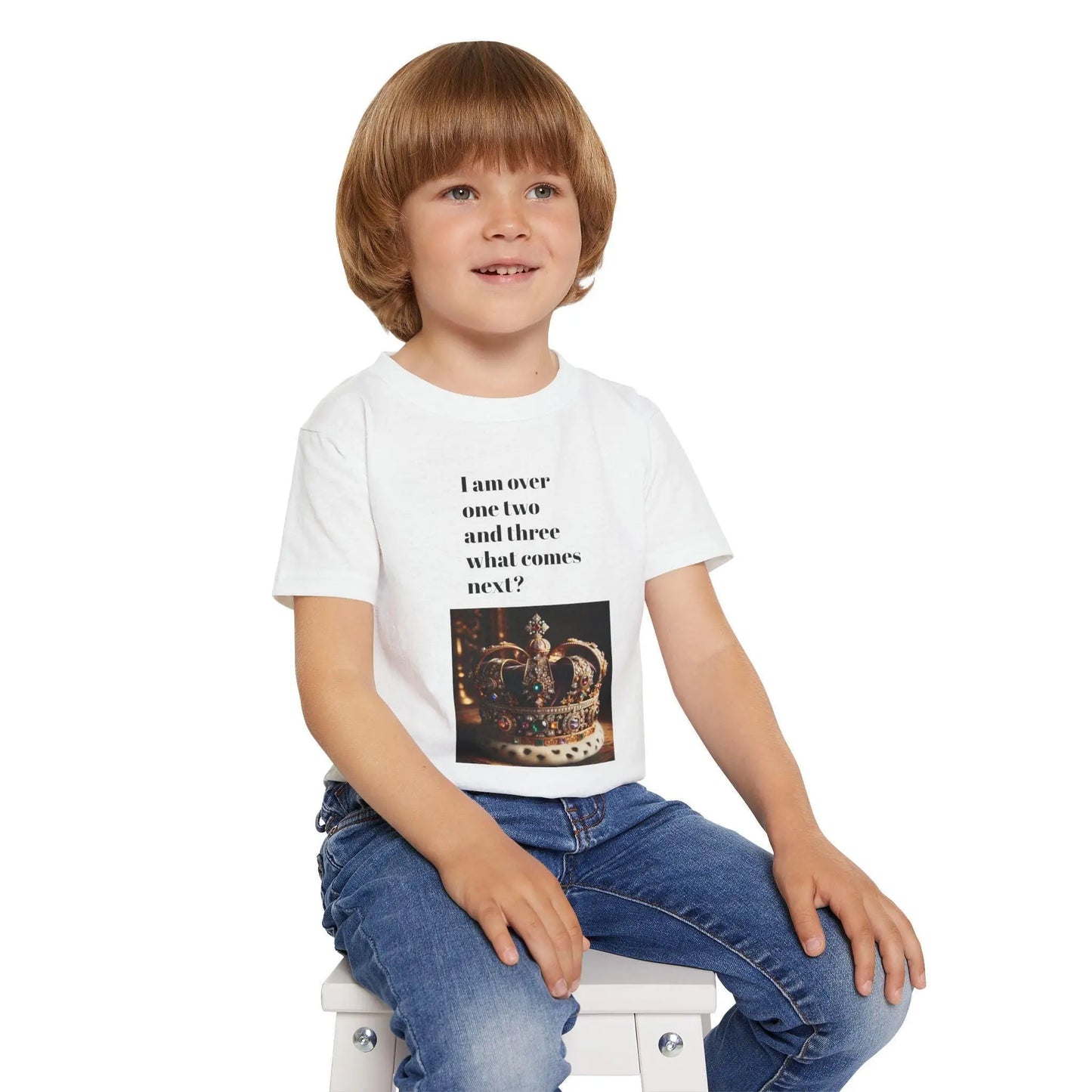 Heavy Cotton Toddler T-Shirt Funny “I am Done with 1 , 2, 3 Next I Want to Be King Humorous Gift from Parents & Family - Toddcraft