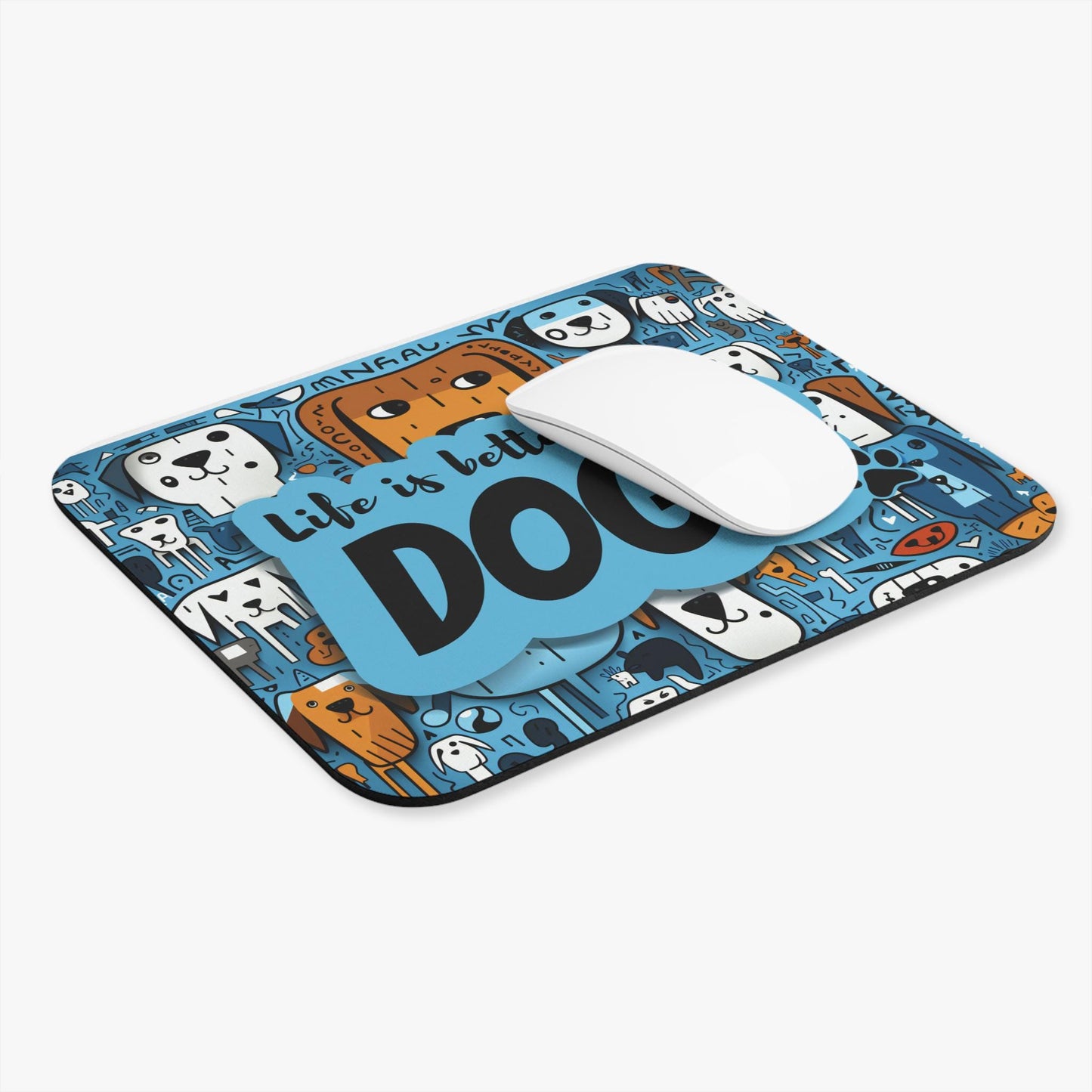 Dog Lover Mouse Pad Rectangle "Life Is Better With Dogs" Gift for Pet & Animal Lovers, Non-Slip Desk Accessory, Cute Dog Mom or Dad gift - Toddcraft