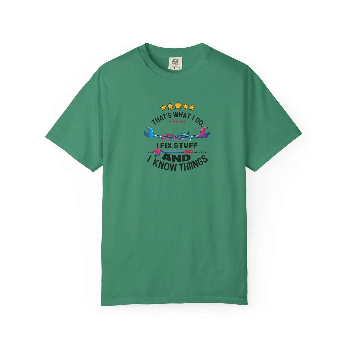 Fathers Day Gift T-Shirt Unisex Garment-Dyed Fix Things Know Stuff Wrenches Stars From Son Wife Daughter Stepdaughter Stem Son Stepmom - Toddcraft