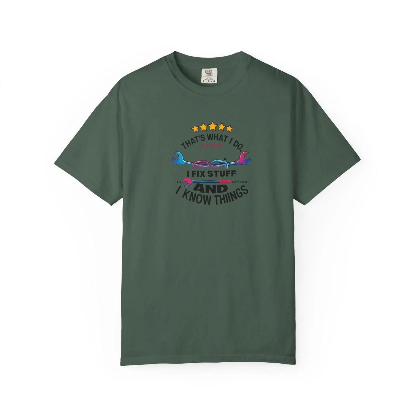 Fathers Day Gift T-Shirt Unisex Garment-Dyed Fix Things Know Stuff Wrenches Stars From Son Wife Daughter Stepdaughter Stem Son Stepmom - Toddcraft