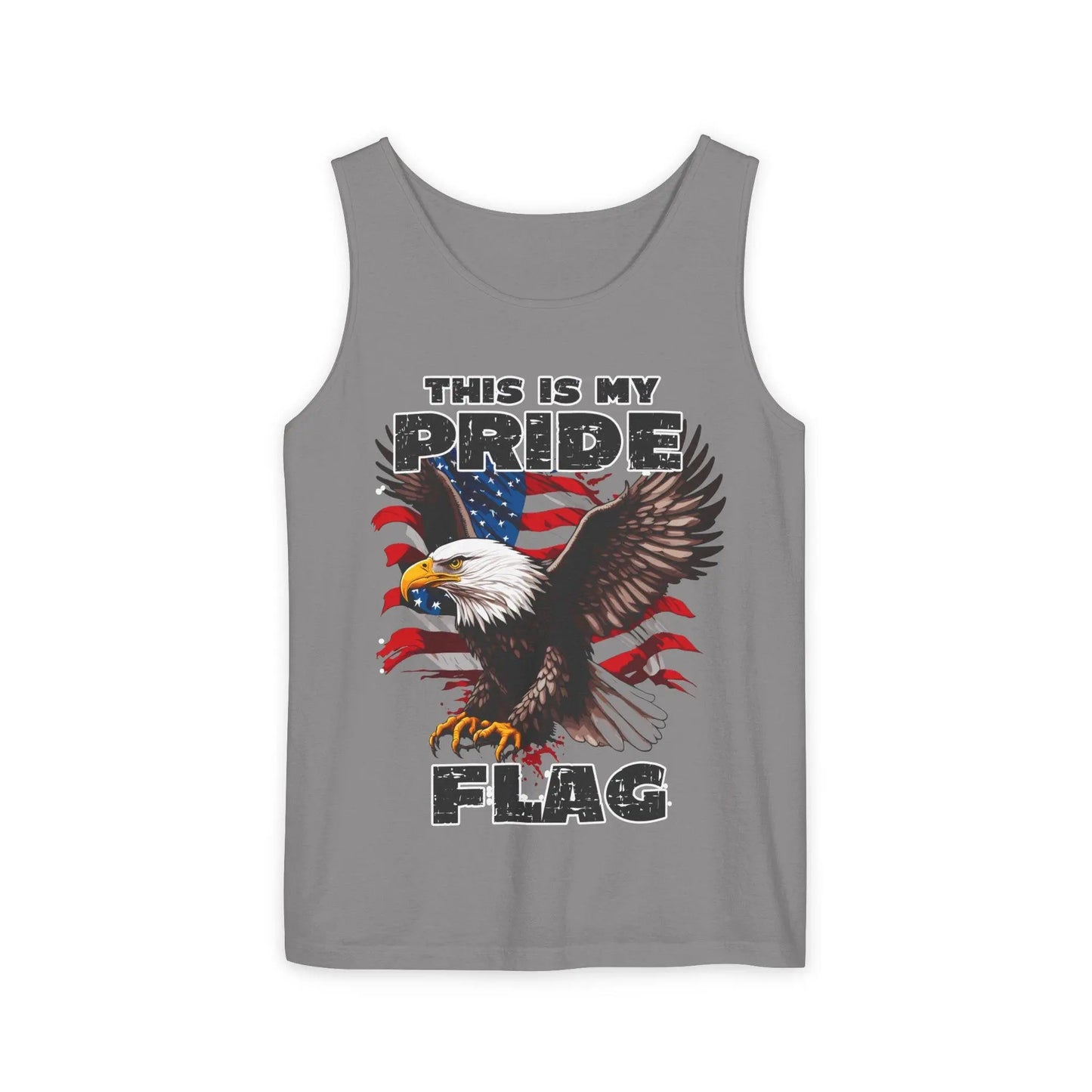 Patriotic 4th of July Tank Top, USA Flag SVG, Independence Day Red White Blue Shirt, Stars Stripes American Falcon Unisex Garment-Dyed Tee - Toddcraft
