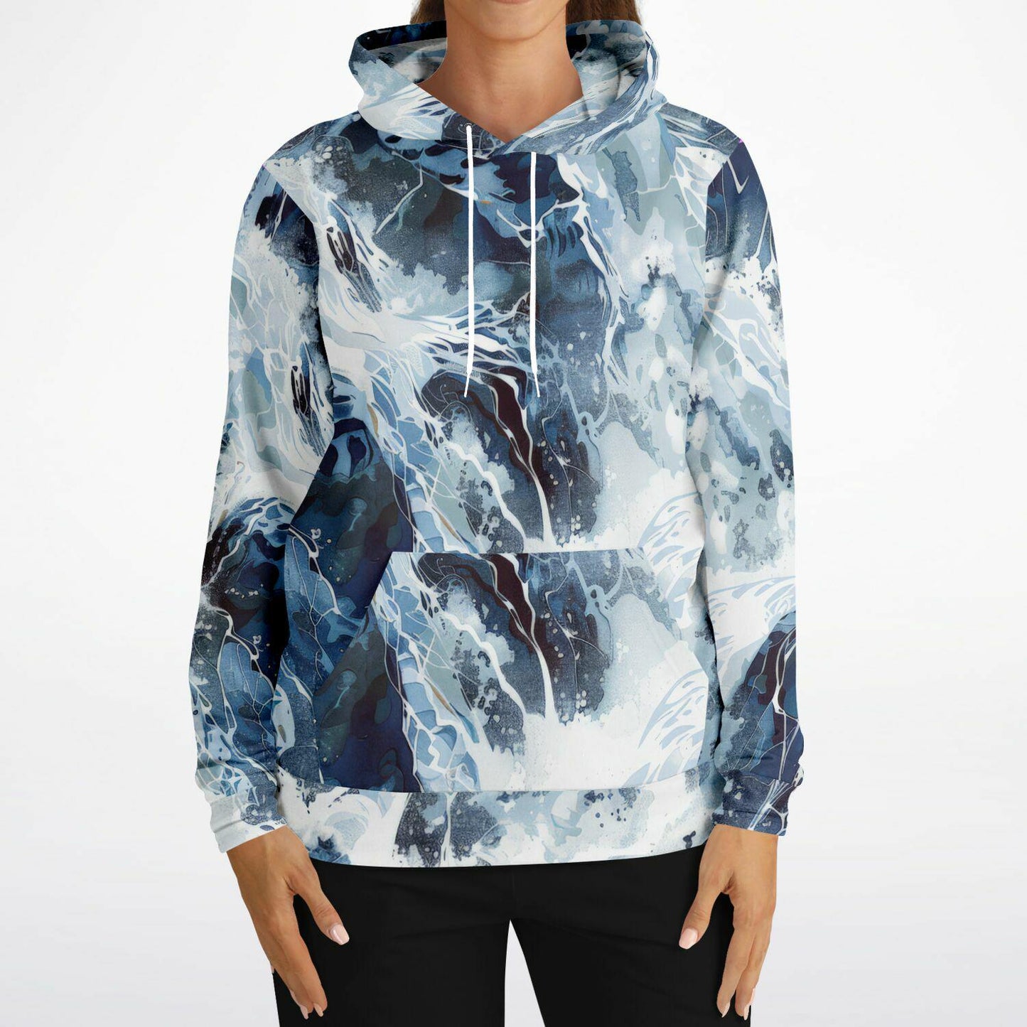 Ocean Waves Athletic Hoodie AOP - Lightweight All-Over Print Sweatshirt for Running & Gym - Toddcraft