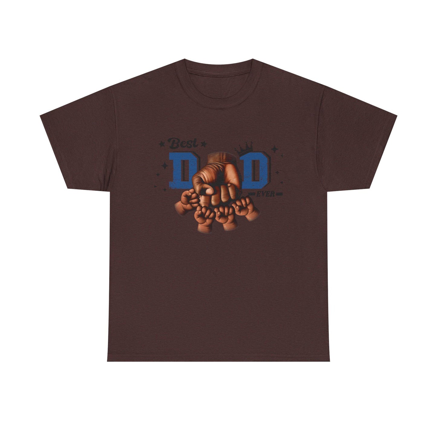 Best Dad Ever Fist Bump Tee Unisex Heavy Cotton Shirt with Dad and Four Kids Graphic, Perfect Fathers Day Gift from Mothers, Daughters - Toddcraft