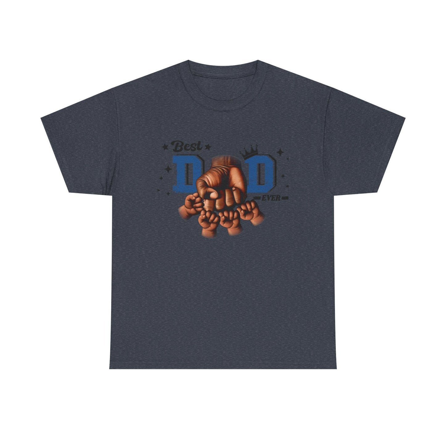 Best Dad Ever Fist Bump Tee Unisex Heavy Cotton Shirt with Dad and Four Kids Graphic, Perfect Fathers Day Gift from Mothers, Daughters - Toddcraft