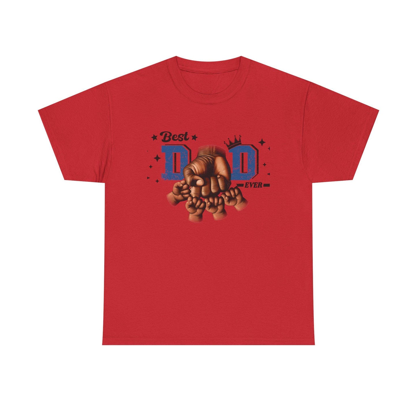 Best Dad Ever Fist Bump Tee Unisex Heavy Cotton Shirt with Dad and Four Kids Graphic, Perfect Fathers Day Gift from Mothers, Daughters - Toddcraft