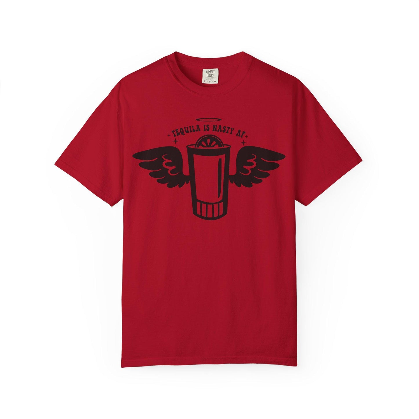 Tequila Lover Unisex Garment-Dyed T-Shirt Funny Drinking Buddy Gift with Lime & Wings Glass Design - Toddcraft