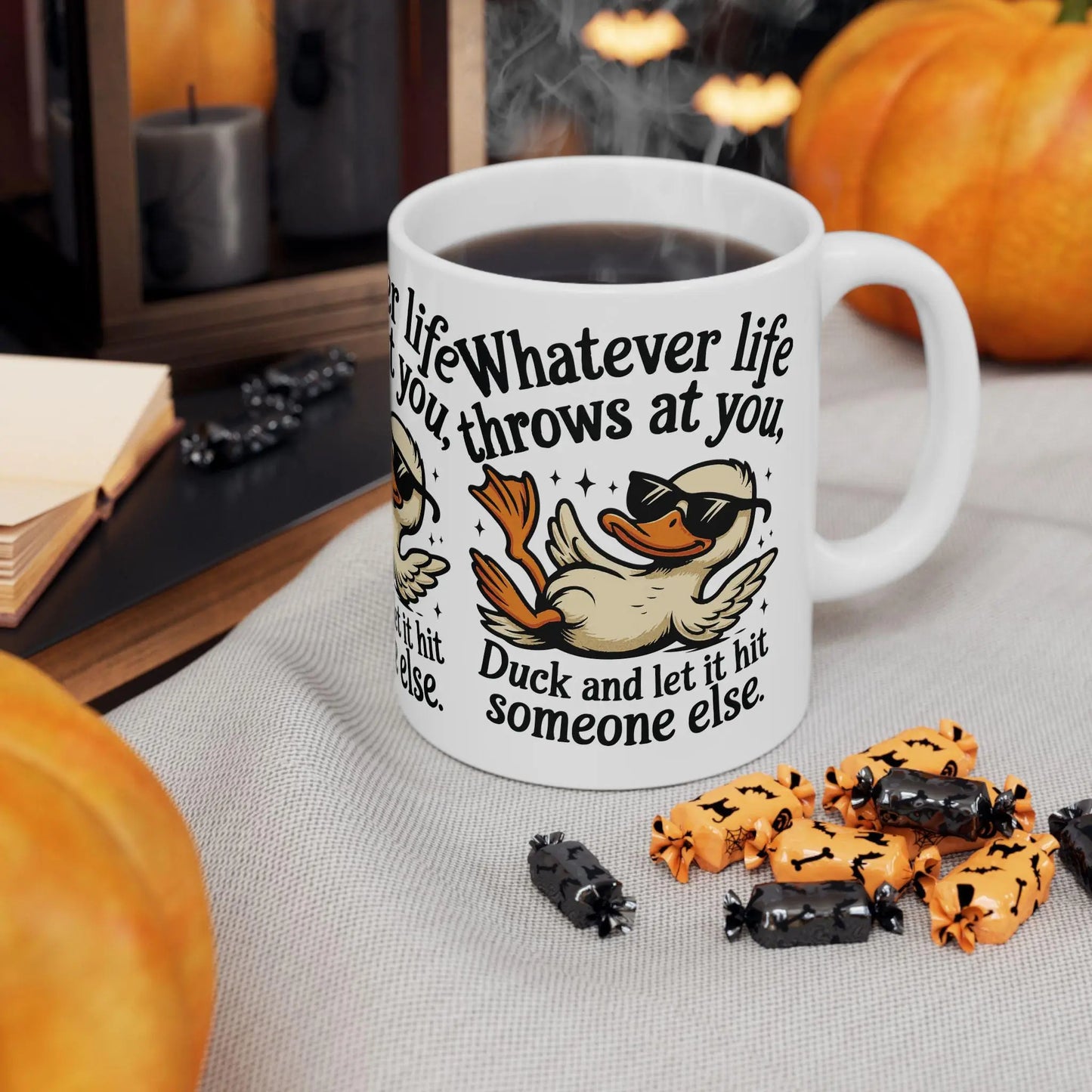 Funny Coffee Mug Unisex Ceramic 11oz 15oz - Whatever Life Throws at You Duck Hits Someone Else Tee, Casual Humor Gift - Toddcraft