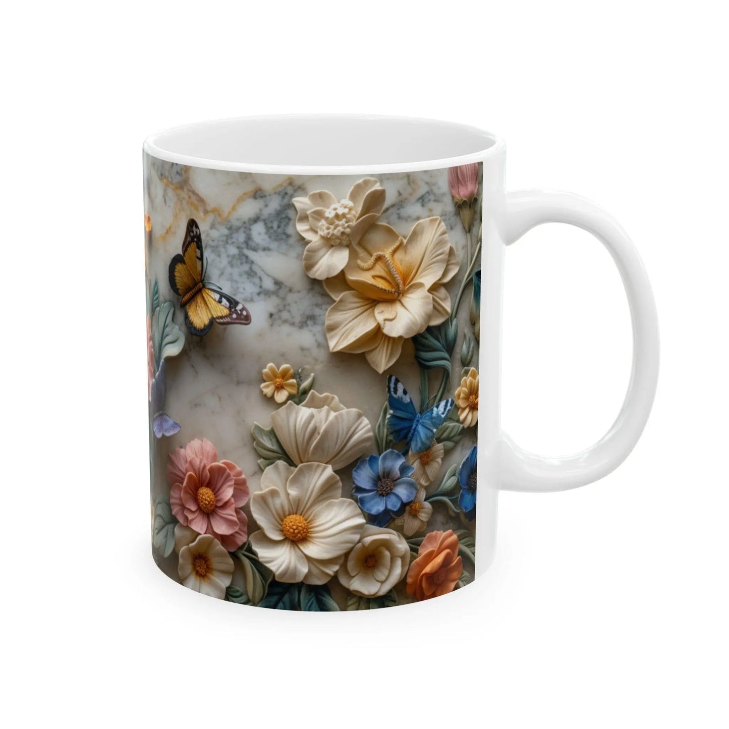 Colorful Floral Ceramic Mug, 11oz & 15oz Coffee Cup, Flower Pattern Tea Mug, Gift for Her, Pretty Kitchen Drinkware, Vibrant Spring Design - Toddcraft