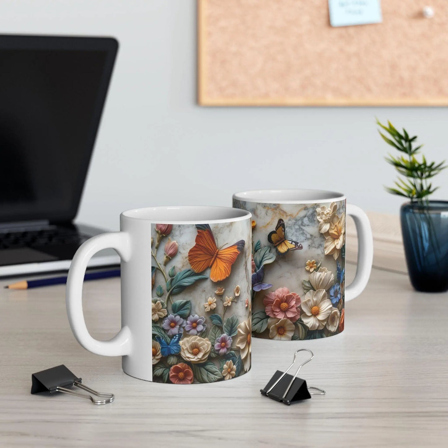 Colorful Floral Ceramic Mug, 11oz & 15oz Coffee Cup, Flower Pattern Tea Mug, Gift for Her, Pretty Kitchen Drinkware, Vibrant Spring Design - Toddcraft