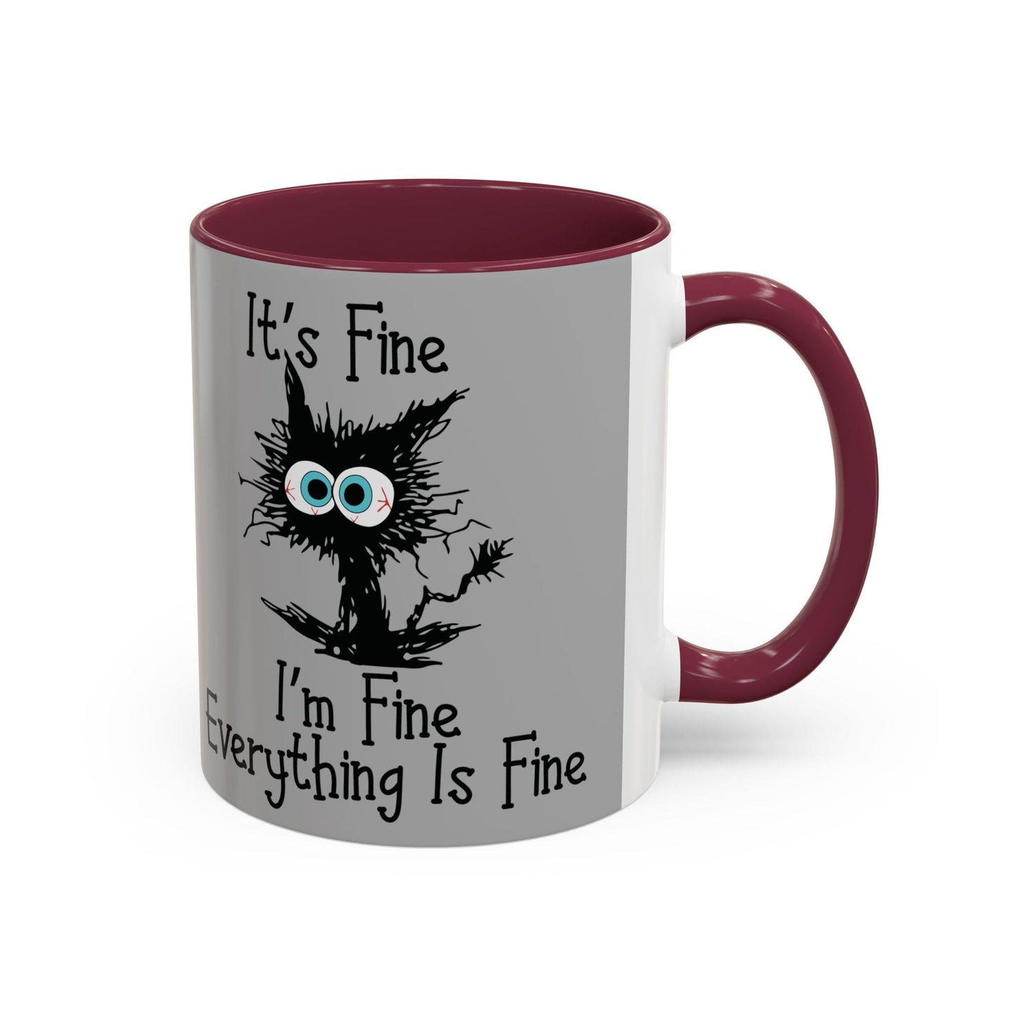 Colorful Funny Mugs - "I'm Fine Everything Is Fine" Scared Cat Graphic Coffee Cup 11oz & 15oz Gift