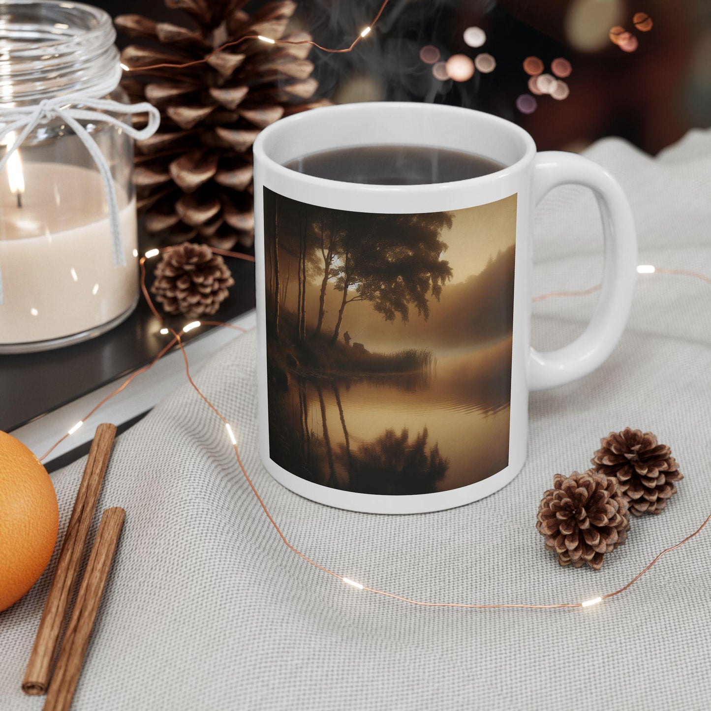 Ceramic Nature Mug for Coffee Lovers Outdoor Inspired Coffee Cup, Rustic Gift for Hiking & Camping Enthusiasts