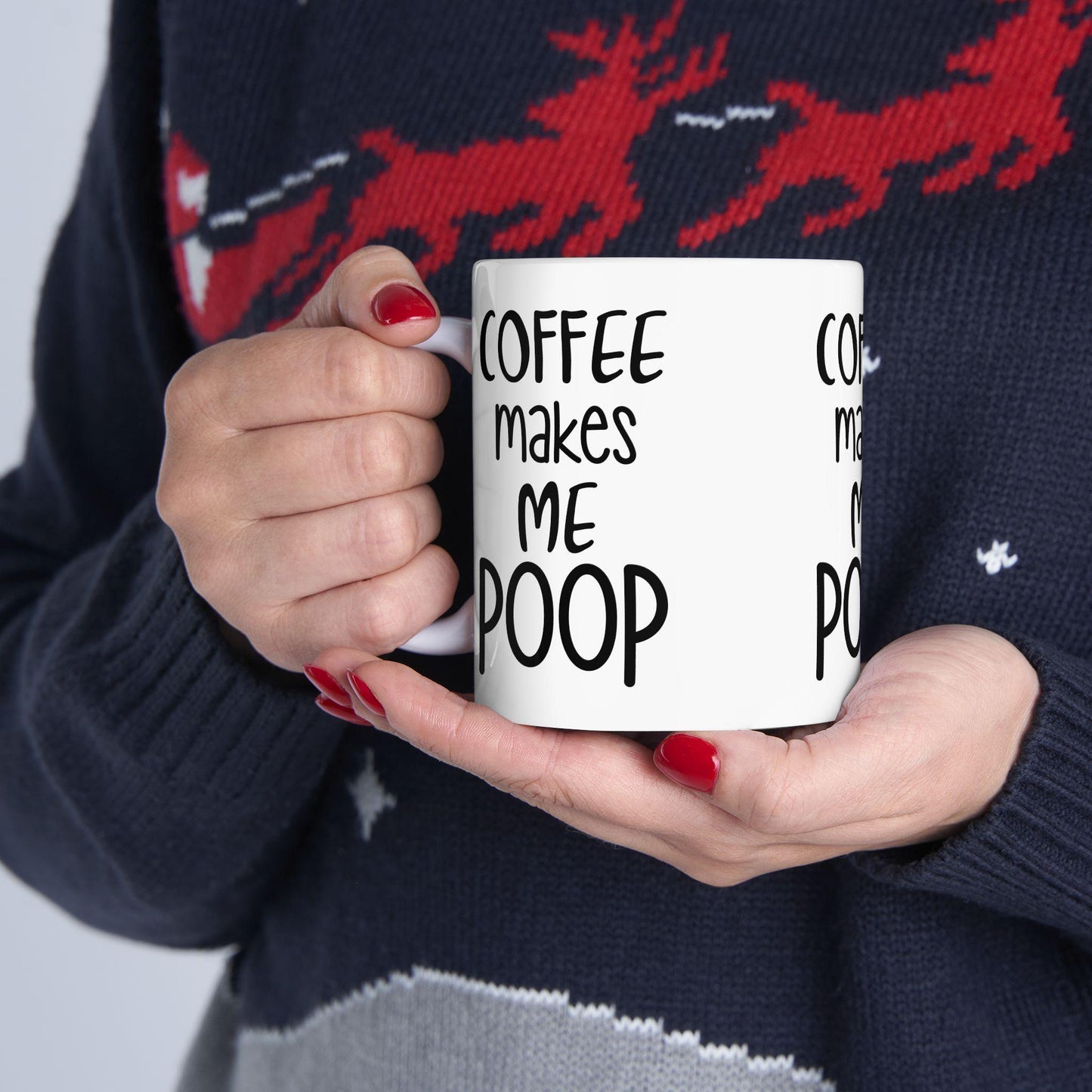Coffee Makes Me Poop Mug - Funny Ceramic Coffee Cup for Office Humor, 11oz & 15oz Cute Graphic Gift for Coffee Lovers