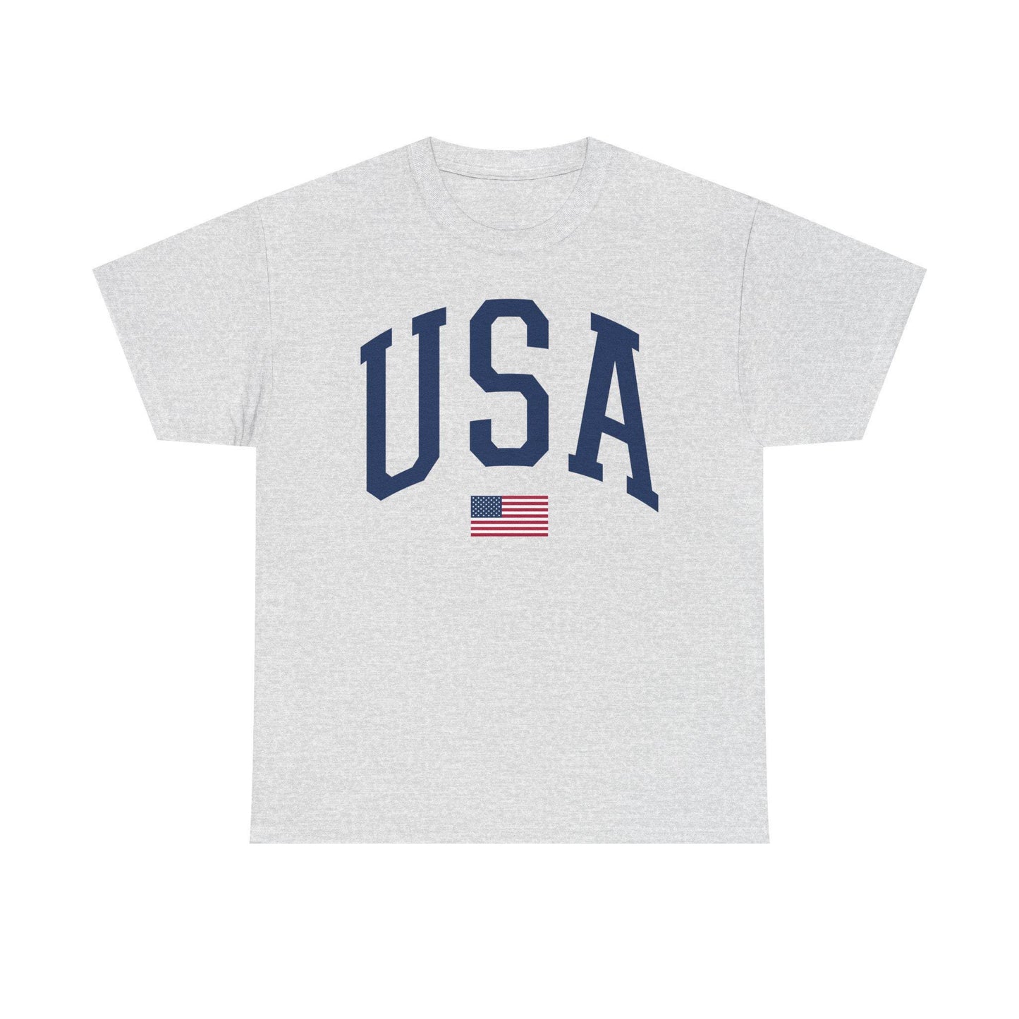 USA Over the American Flag Unisex Heavy Cotton Tee Patriotic USA Shirt, 4th of July Gift, Independence Day T-Shirt, American Pride Tee