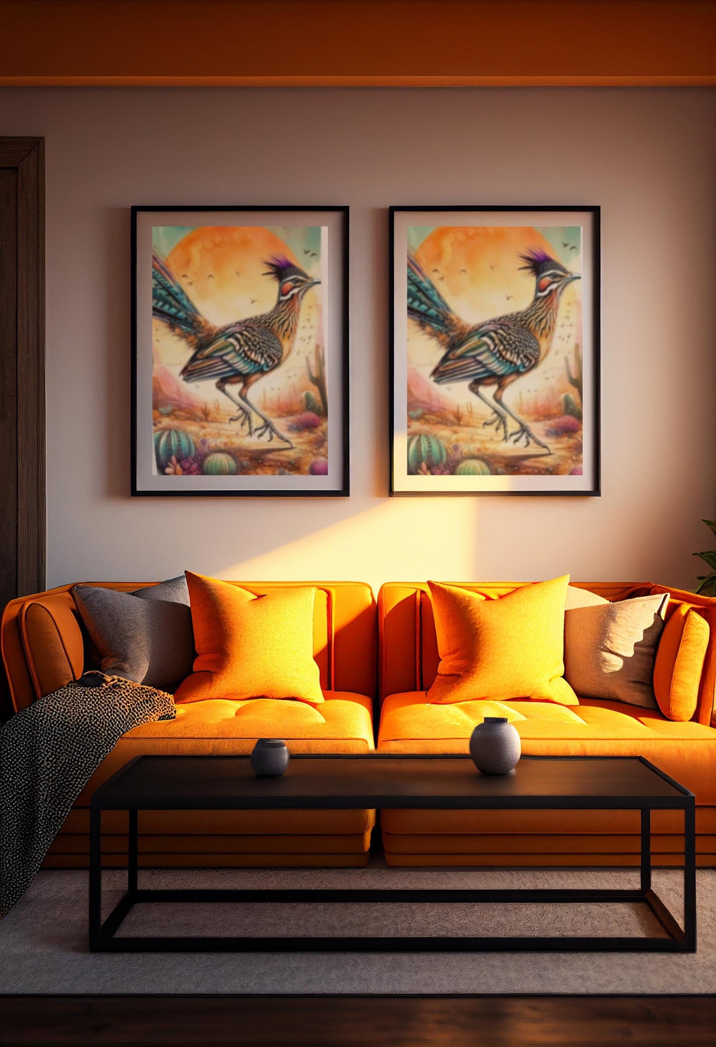Arizona Desert Wall Decals with Roadrunner State Bird Southwest Landscape Stickers for Home Décor & Nursery