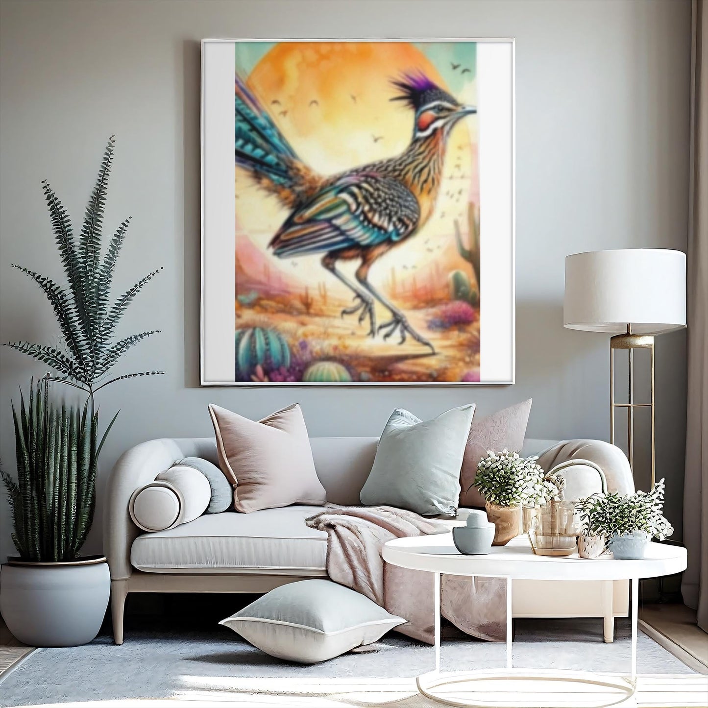 Arizona Desert Wall Decals with Roadrunner State Bird Southwest Landscape Stickers for Home Décor & Nursery