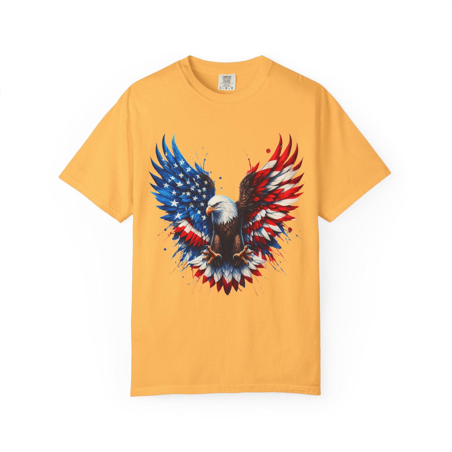 Patriotic Bald Eagle T-Shirt Unisex Soft Garment-Dyed Tee for 4th of July Independence Day Casual Wear