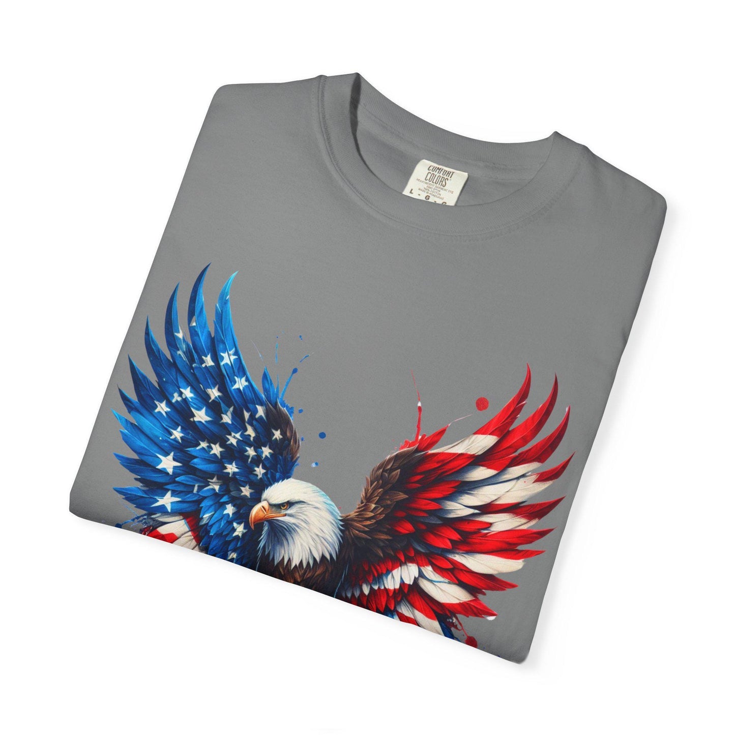 Patriotic Bald Eagle T-Shirt Unisex Soft Garment-Dyed Tee for 4th of July Independence Day Casual Wear