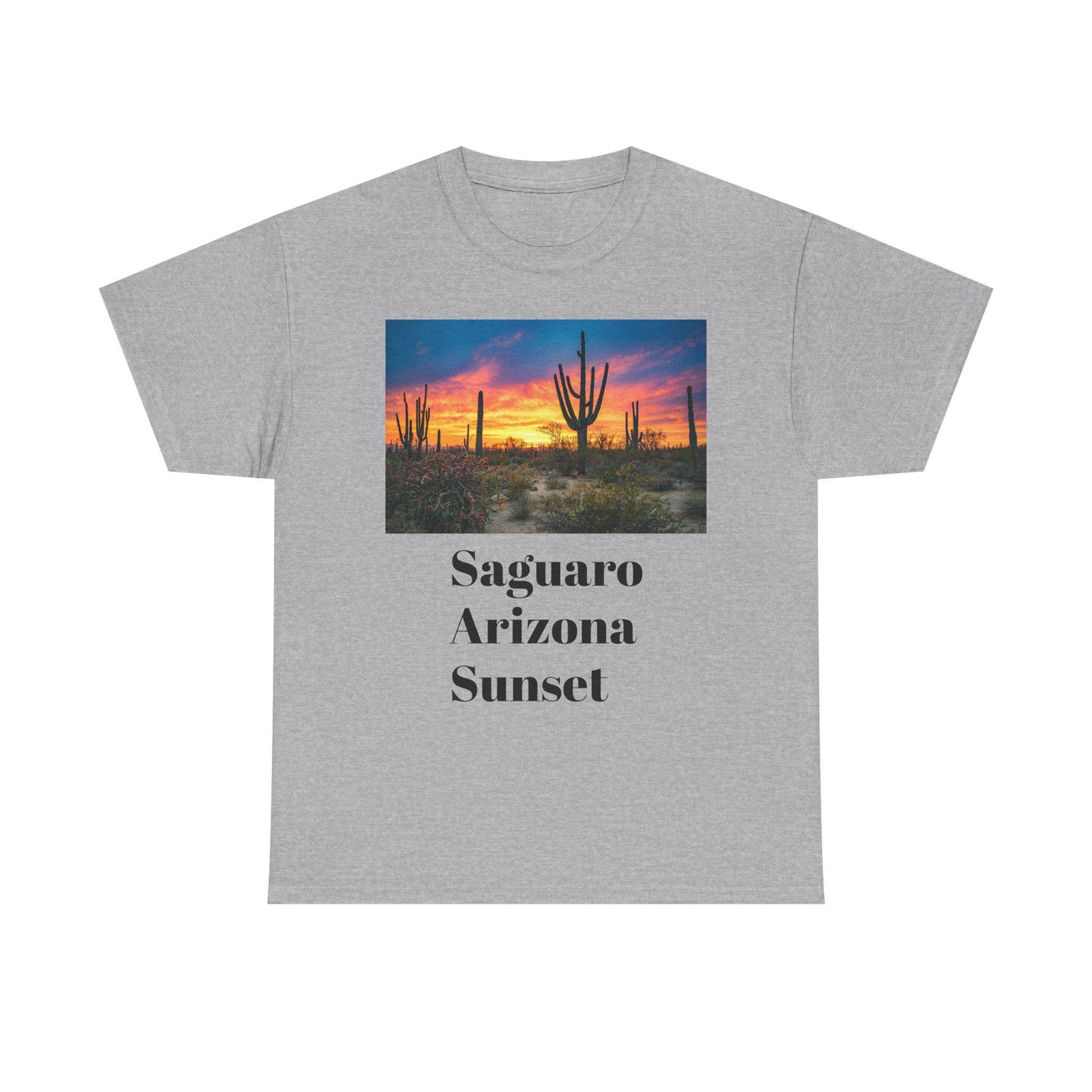 Saguaro Arizona Desert Tee Unisex Heavy Cotton Shirt Sunset Desert Landscape Graphic Top