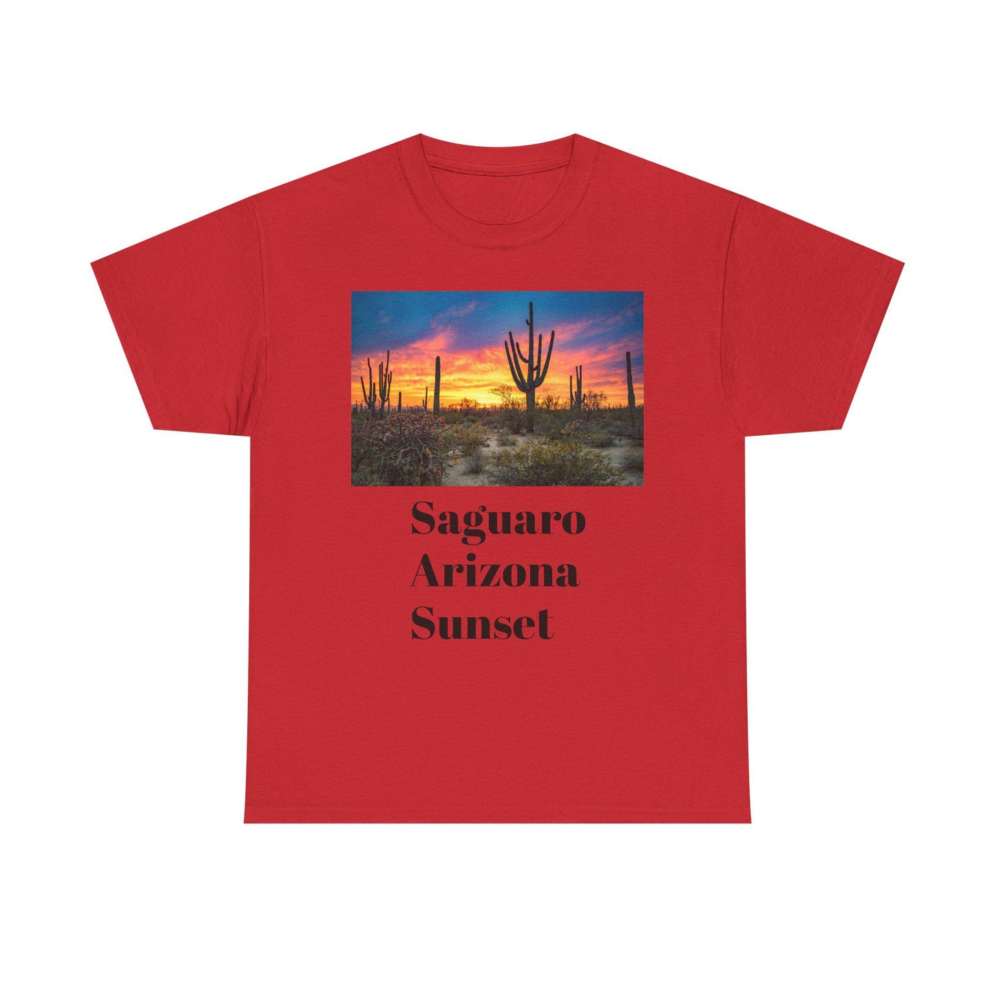 Saguaro Arizona Desert Tee Unisex Heavy Cotton Shirt Sunset Desert Landscape Graphic Top