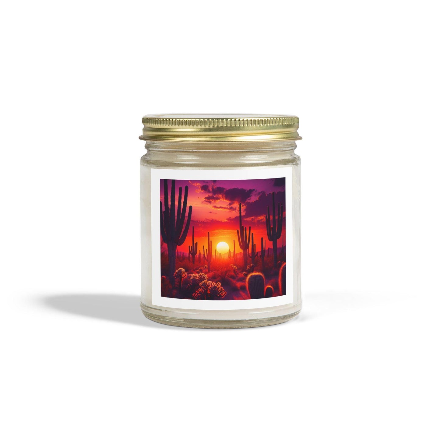 Coconut Apricot Scented Candle - Natural Aromatic Wax, 4oz & 9oz, Arizona Sunset Cactus Home Fragrance