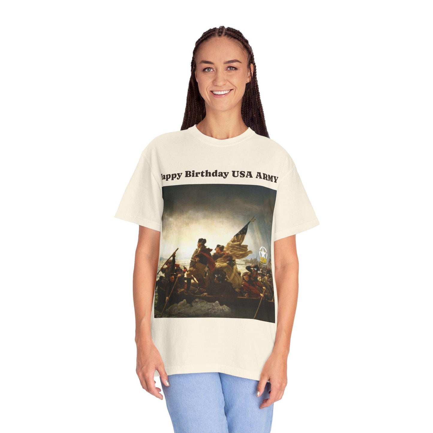 George Washington Crossing Potomac T-Shirt - US Army 250th Birthday Unisex Garment-Dyed Tee